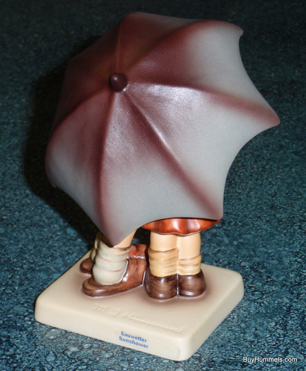 "Sunshower" Goebel Hummel Umbrella Figurine #634 2/0 - Two Children Under Big Purple Umbrella!