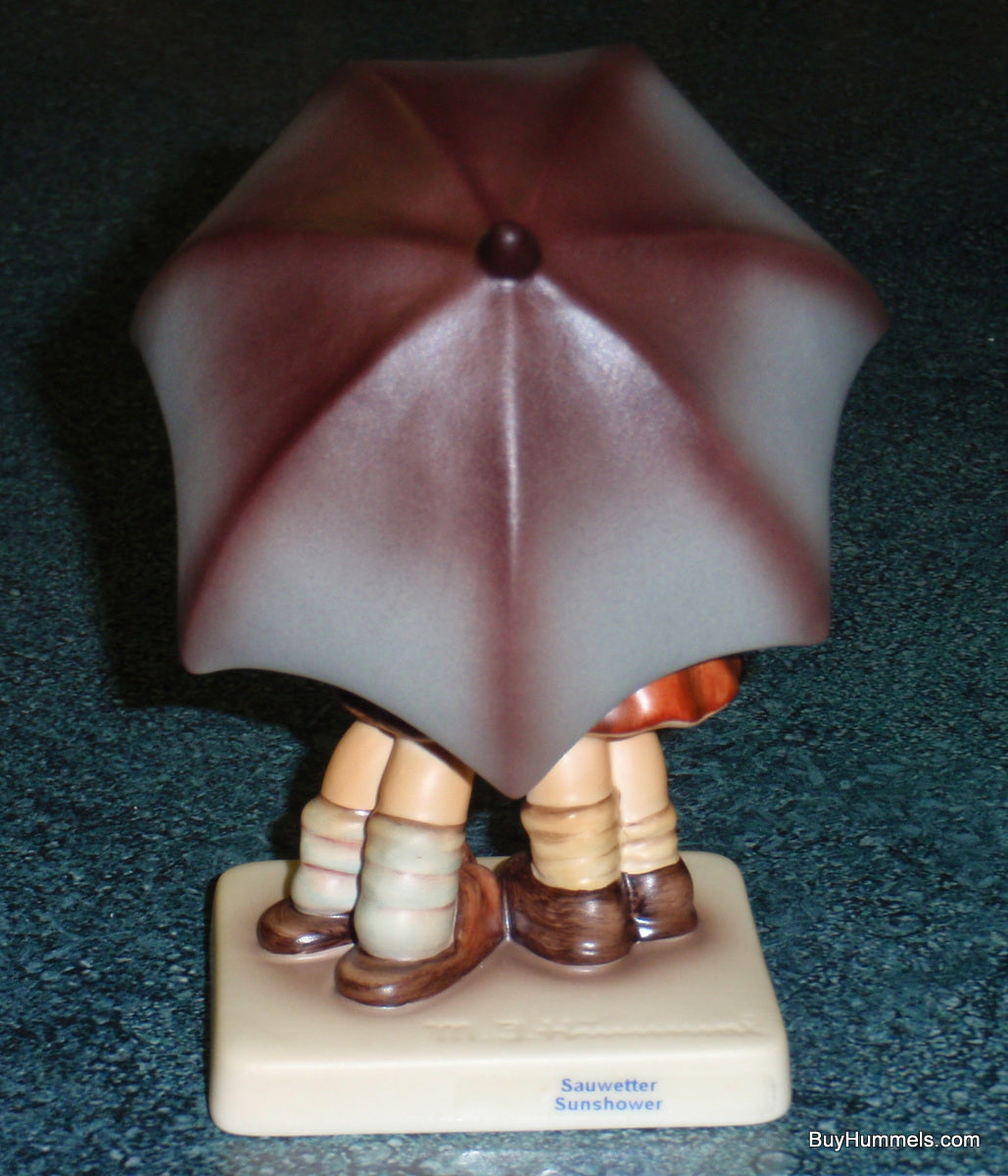 "Sunshower" Goebel Hummel Umbrella Figurine #634 2/0 - Two Children Under Big Purple Umbrella!