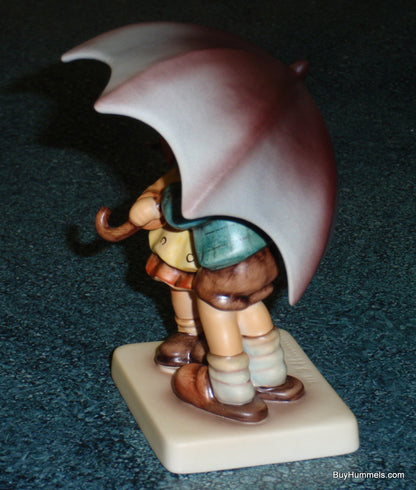 "Sunshower" Goebel Hummel Umbrella Figurine #634 2/0 - Two Children Under Big Purple Umbrella!