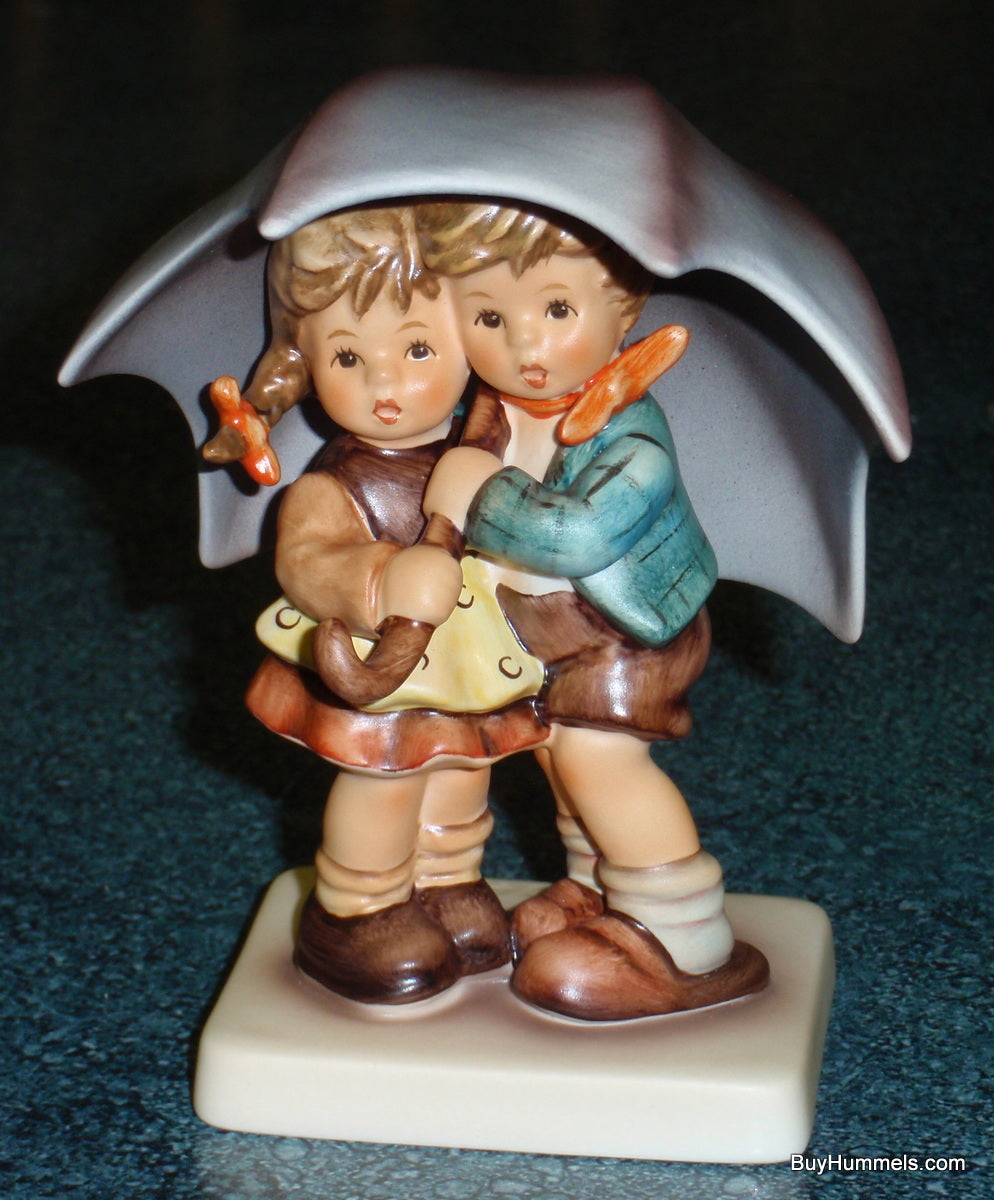 "Sunshower" Goebel Hummel Umbrella Figurine #634 2/0 - Two Children Under Big Purple Umbrella!