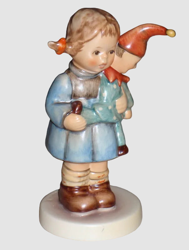 Goebel Hummel Christmas Surprise Figurine 536 3/0 Mein lieber Kasper Helmut Fischer Girl Toy Exclusive Edition Vintage Germany Porcelain