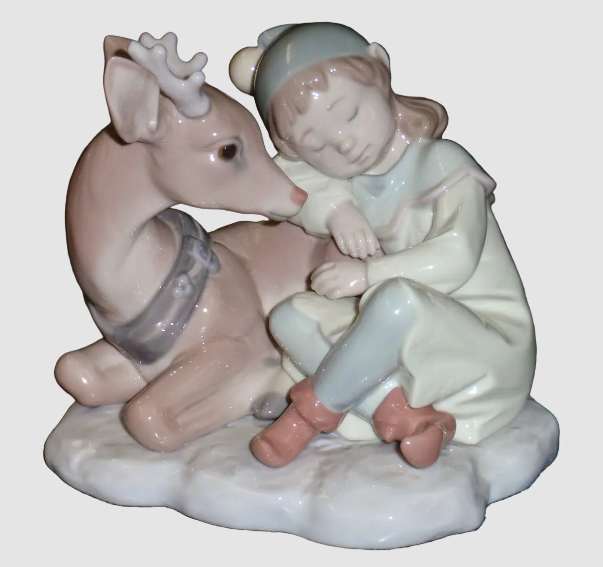 Lladro A Well Earned Rest Figurine 6897 Santa's Secret Workshop Elf Reindeer Christmas Glossy Finish Vintage Spain Fine Porcelain