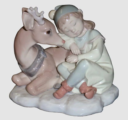 Lladro A Well Earned Rest Figurine 6897 Santa's Secret Workshop Elf Reindeer Christmas Glossy Finish Vintage Spain Fine Porcelain