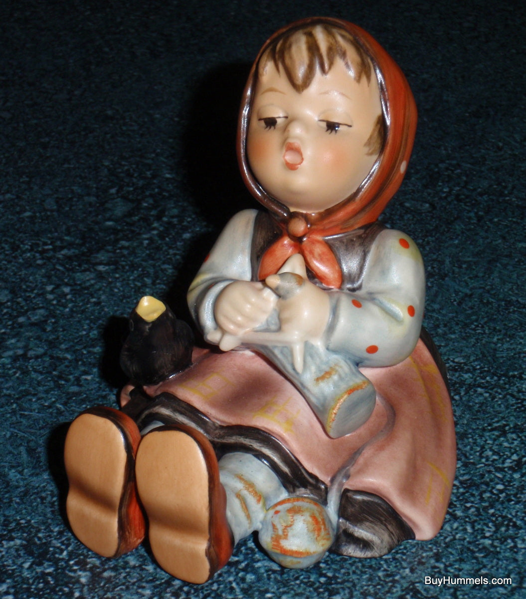 "Happy Pastime" Goebel Hummel Figurine #69 - Girl Knitting With Black Bird!