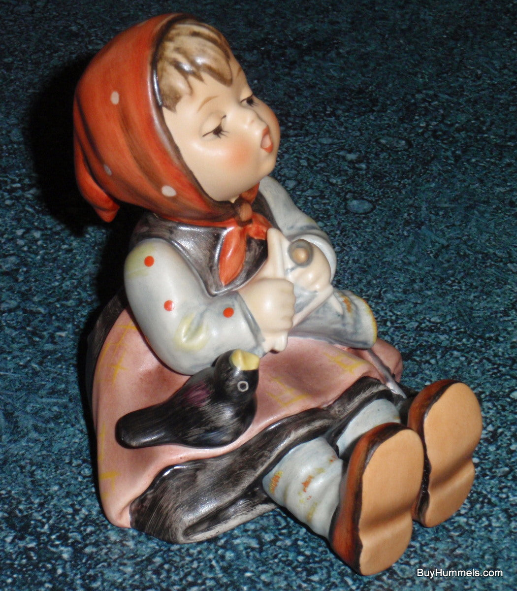 "Happy Pastime" Goebel Hummel Figurine #69 - Girl Knitting With Black Bird!