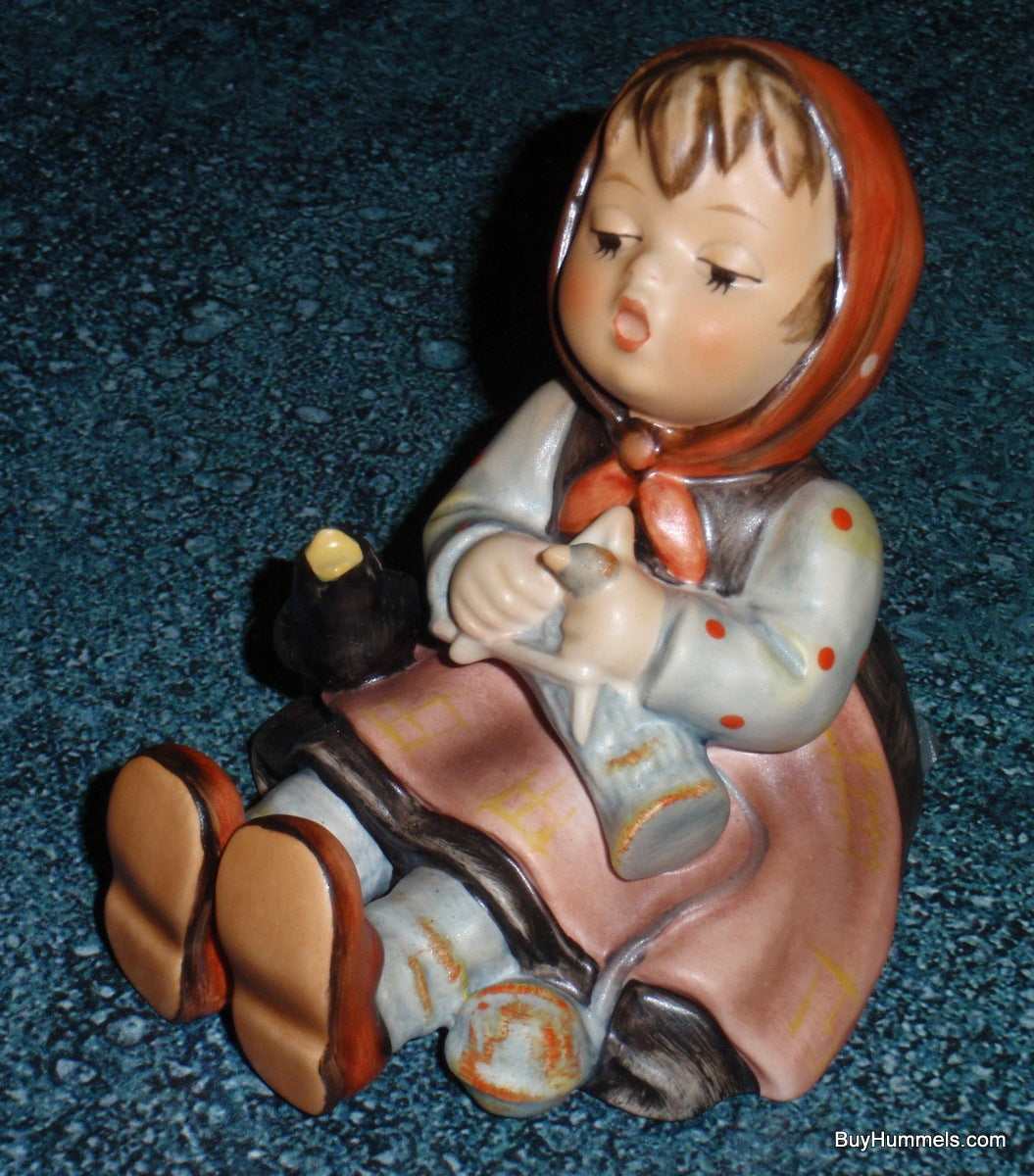 "Happy Pastime" Goebel Hummel Figurine #69 - Girl Knitting With Black Bird!