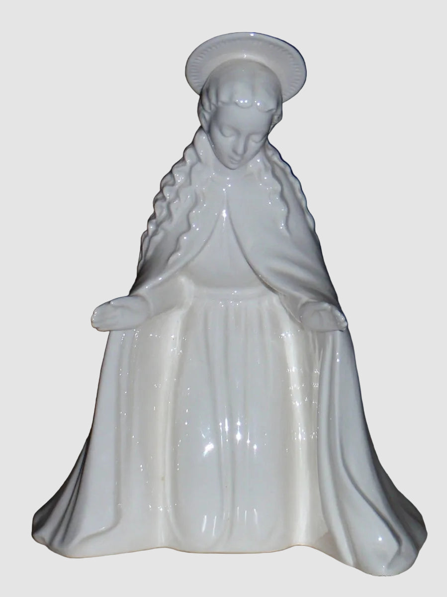 Goebel Hummel Virgin Mary Nativity Figurine 214/A Reinhold Unger White Overglaze Kneeling Halo Christmas Vintage Germany Porcelain