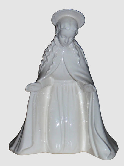 Goebel Hummel Virgin Mary Nativity Figurine 214/A Reinhold Unger White Overglaze Kneeling Halo Christmas Vintage Germany Porcelain