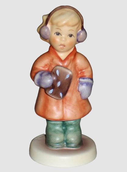 Goebel Hummel Sweet Treats Figurine 2067 A Hab Was Gutes Girl Earmuffs Gingerbread TMK-8 Vintage Germany Porcelain