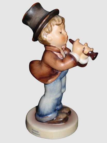 Goebel Hummel Serenade Figurine 85 0 Boy Playing Flute Horn Top Hat Vintage Germany