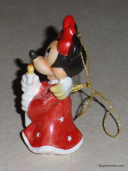 "Heavenly Angel" Minnie Mouse Goebel Ornament #17-355-01 - Red Dress & Candle