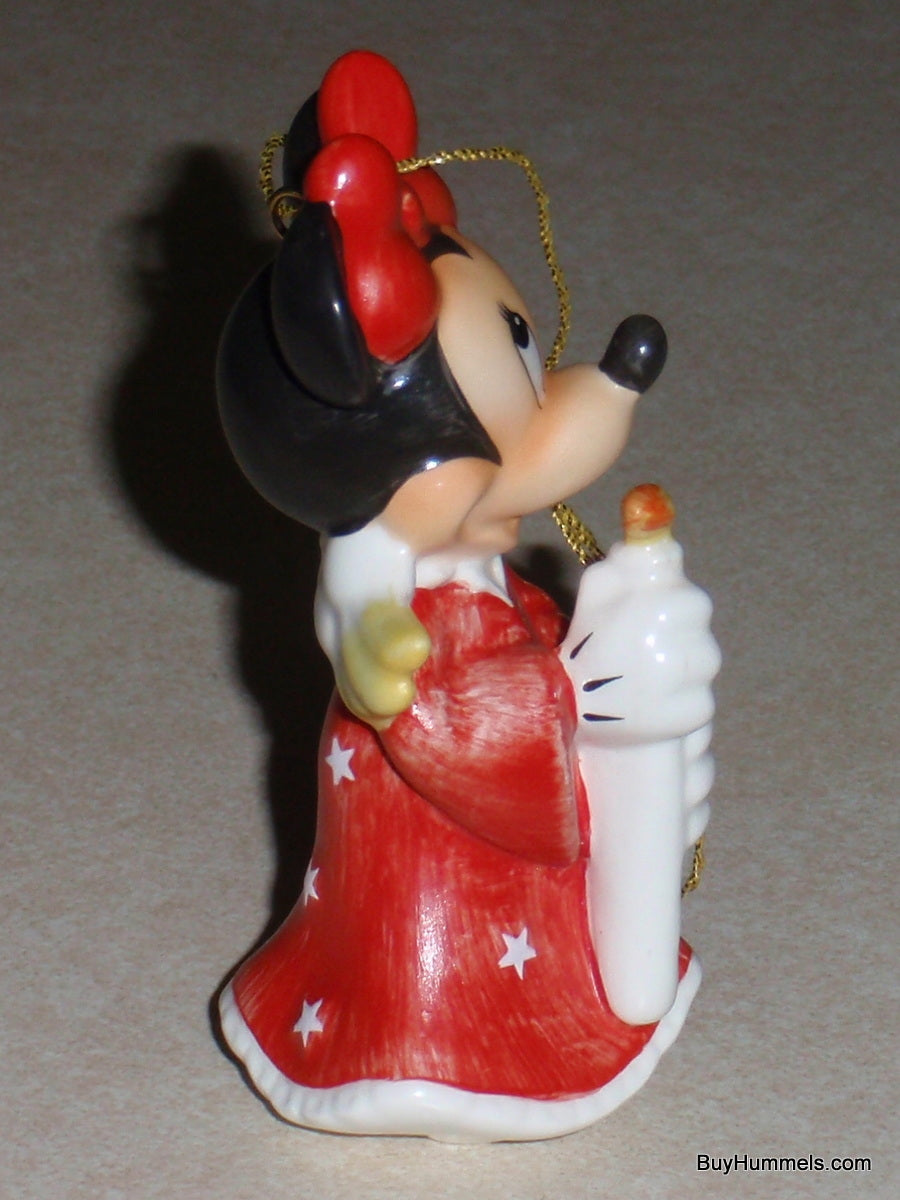 "Heavenly Angel" Minnie Mouse Goebel Ornament #17-355-01 - Red Dress & Candle