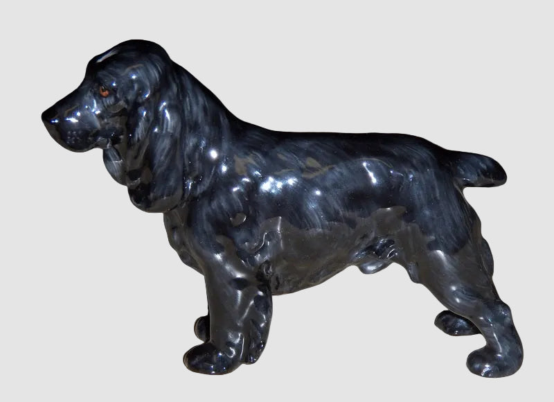 Royal Doulton Black Cocker Spaniel Dog Figurine HN 1021 Lucky Star Of Ware Frederick Daws Vintage English Bone China Glossy Finish
