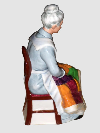 "Eventide" Royal Doulton Figurine HN 2814 - Grandmother Quilting (7.5")