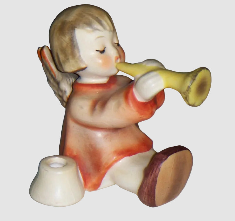 "Joyous News" Hummel Angel Figurine With Trumpet Candle Holder #40 (2.5" x 3")