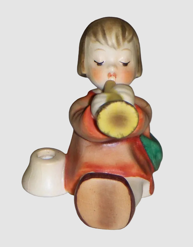 "Joyous News" Hummel Angel Figurine With Trumpet Candle Holder #40 (2.5" x 3")