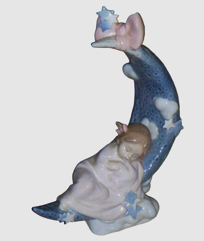 "Heaven's Lullaby" Lladro Figurine #6583 - Girl Sleeping on Moon (8")