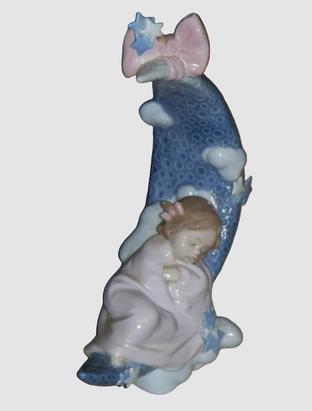 "Heaven's Lullaby" Lladro Figurine #6583 - Girl Sleeping on Moon (8")