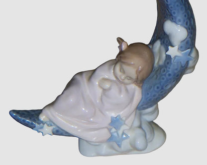 "Heaven's Lullaby" Lladro Figurine #6583 - Girl Sleeping on Moon (8")
