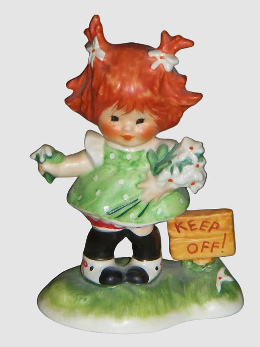 Goebel Charlot Byj Daisies Won't Tell Figurine BYJ24 Keep Off The Grass Sign Redhead Girl Vintage Germany Porcelain