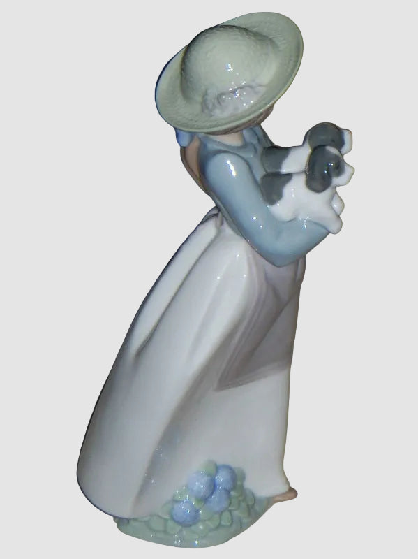 "What An Armful" Lladro Nao Figurine #1156 - Girl With Puppies (10")