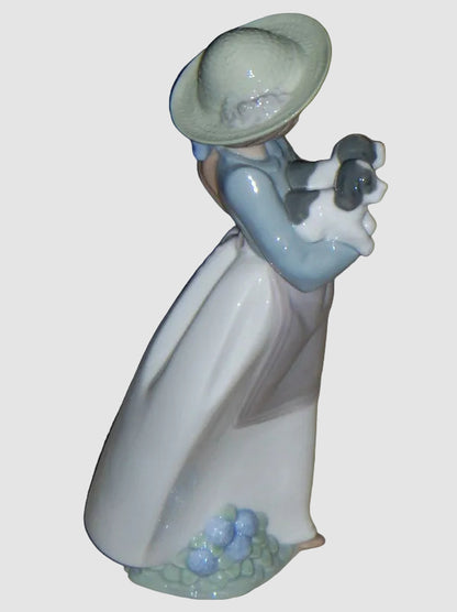 "What An Armful" Lladro Nao Figurine #1156 - Girl With Puppies (10")