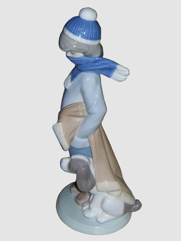"Winter" Lladro Daisa Figurine #5220 - Boy With Dog (8")