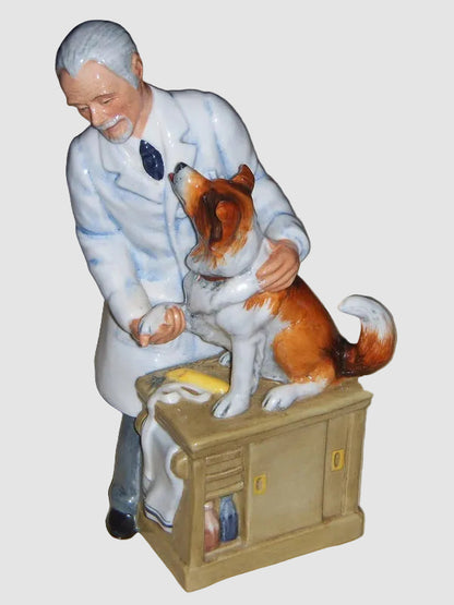 Royal Doulton Thanks Doc Figurine HN 2731 William K Harper Veterinarian Dog Collie Furry Friends Vintage England Porcelain Bone China