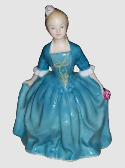 Royal Doulton A Child From Williamsburg Figurine HN2154 Peggy Davies Blue Dress Colonial Girl Vintage England Porcelain Bone China