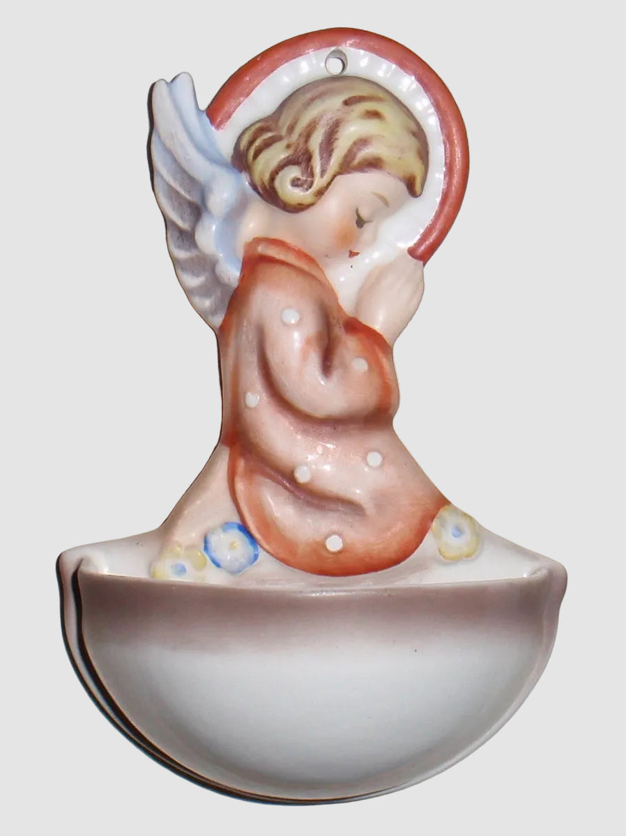 Goebel Hummel Angel At Prayer Holy Water Font Wall Plaque 91/B Reinhold Unger Praying Angel Polka Dots Vintage Germany Porcelain