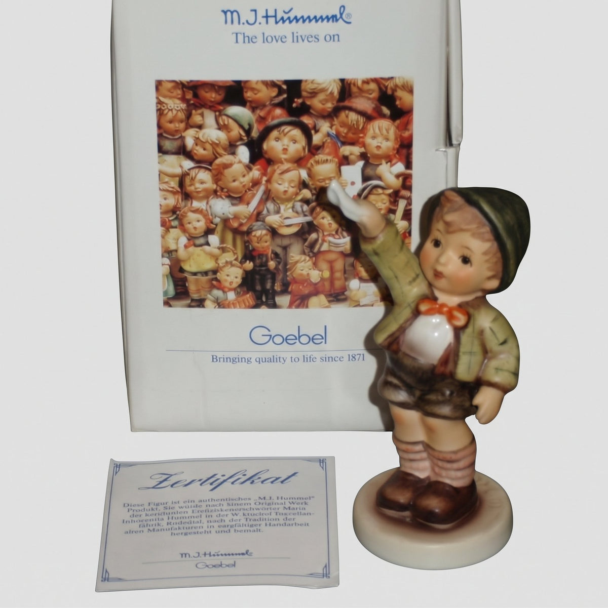 Goebel Hummel Come Back Soon Figurine 545 Bleib nicht so lange fort First Issue Boy Waving Handkerchief Helmut Fischer Vintage Germany Porcelain New In Box