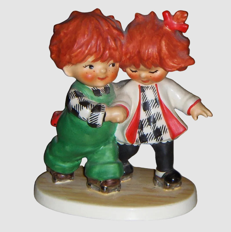 Goebel Charlot Byj Dating N Skating Figurine BYJ52 Redhead Couple Roller Skates Wood Floor Vintage Germany Porcelain