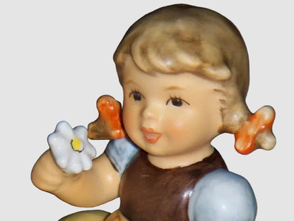 Goebel Hummel Gretl Figurine 2247 Girl Sitting Rock Basket Flower TMK 8 Rare Vintage Germany