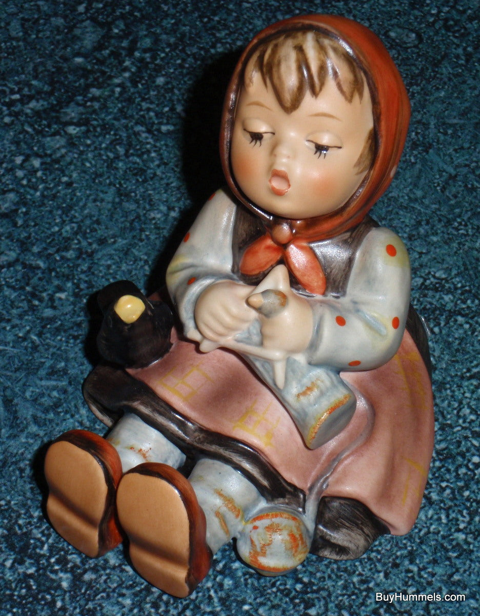 "Happy Pastime" Goebel Hummel Figurine #69 - Girl Knitting With Black Bird!