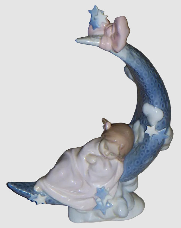 "Heaven's Lullaby" Lladro Figurine #6583 - Girl Sleeping on Moon (8")