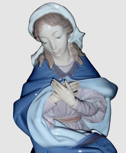 Lladro Virgin Mary Figurine 01387 Virgen Nacimiento Salvador Furió Nativity Scene Vintage Spain Porcelain