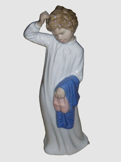 "Bedtime Boy" Lladro Nao Figurine #0232 - Boy Scratching His Head (10.75")