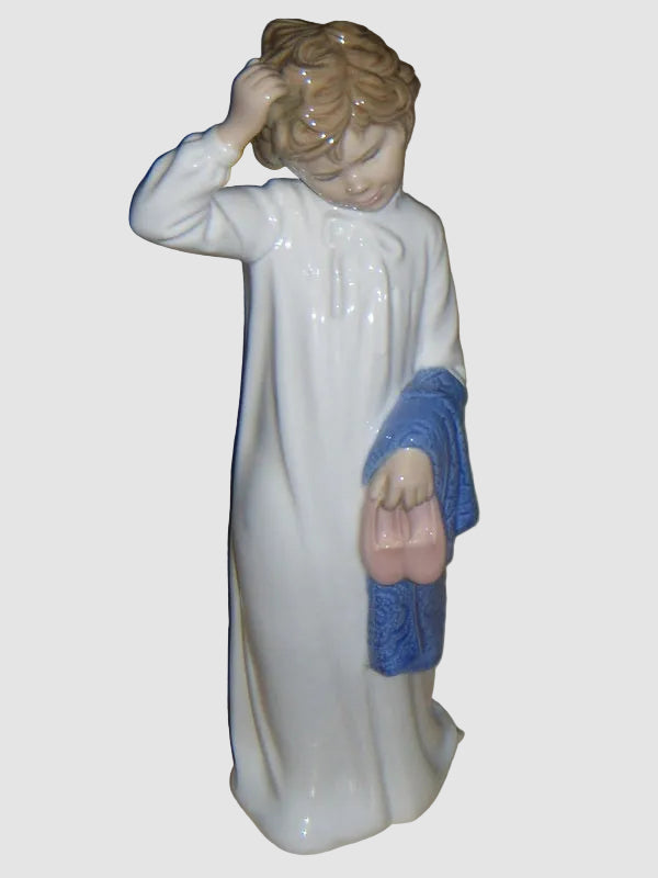 "Bedtime Boy" Lladro Nao Figurine #0232 - Boy Scratching His Head (10.75")