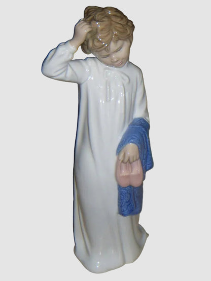 "Bedtime Boy" Lladro Nao Figurine #0232 - Boy Scratching His Head (10.75")