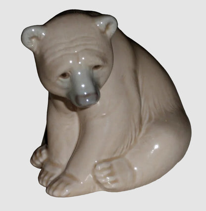 Lladro 1206 "Seated Bear" Figurine - Glossy Brown Bear (3.5")