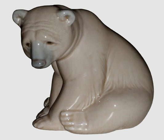 Lladro Seated Bear Figurine 1206 Brown Bear Cub Juan Huerta Vintage Spain Porcelain Glossy Finish