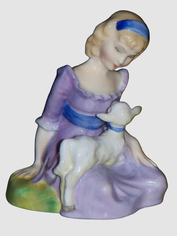 Royal Doulton Mary Had A Little Lamb Figurine HN2048 Girl Animal Nursery Rhyme Vintage