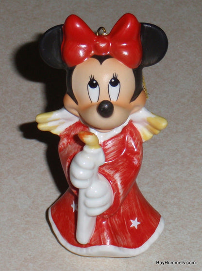 "Heavenly Angel" Minnie Mouse Goebel Ornament #17-355-01 - Red Dress & Candle