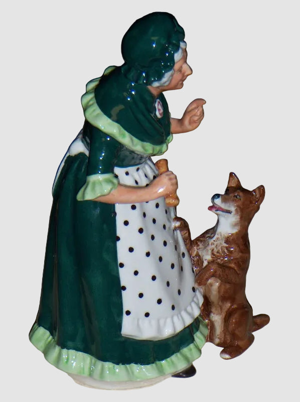 Royal Doulton Old Mother Hubbard Figurine HN2314 Woman Dog Begging Bone Vintage