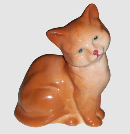 Royal Doulton Cat Kitten Figurine Ginger DA 123 Orange Tabby Albert Hallam Vintage England Ceramic Animal Glossy Finish