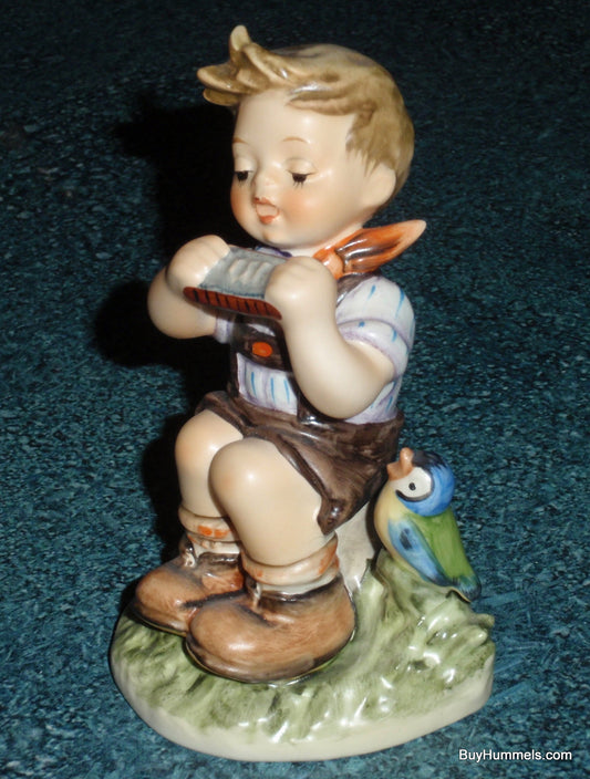 "In D-Major" Goebel Hummel Figurine #430 Little Boy Playing Harmonica With Blue Bird!