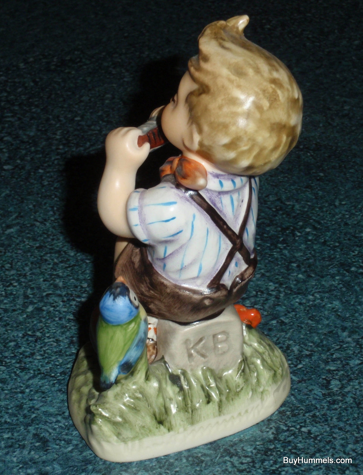 "In D-Major" Goebel Hummel Figurine #430 Little Boy Playing Harmonica With Blue Bird!