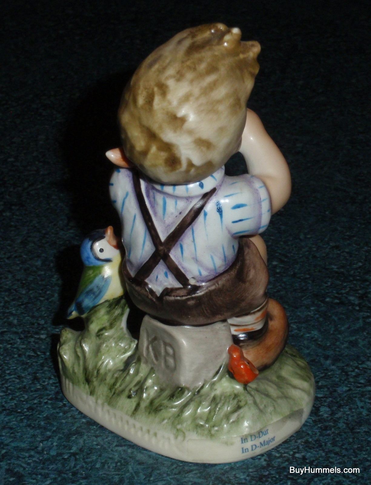 "In D-Major" Goebel Hummel Figurine #430 Little Boy Playing Harmonica With Blue Bird!