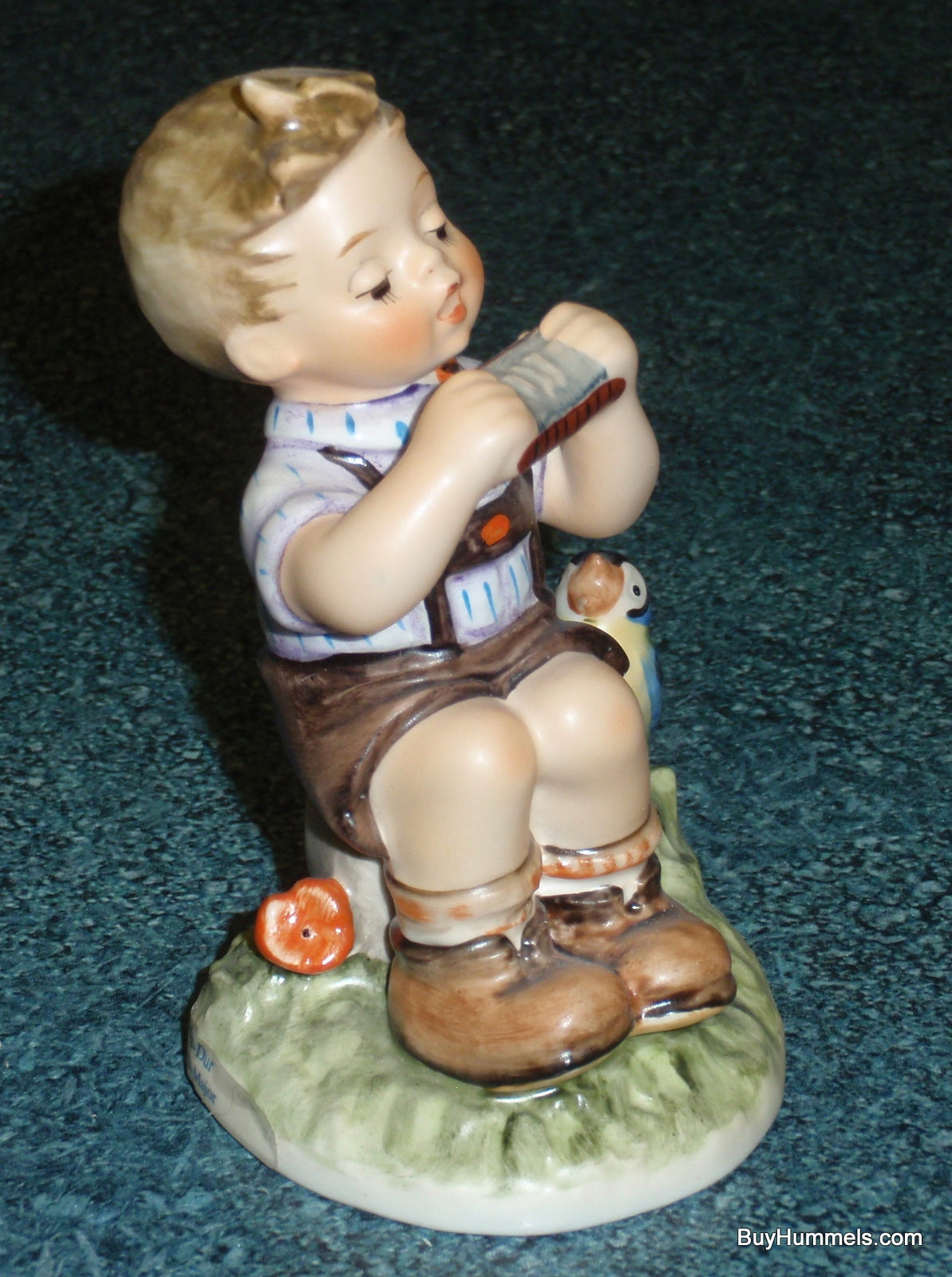 "In D-Major" Goebel Hummel Figurine #430 Little Boy Playing Harmonica With Blue Bird!