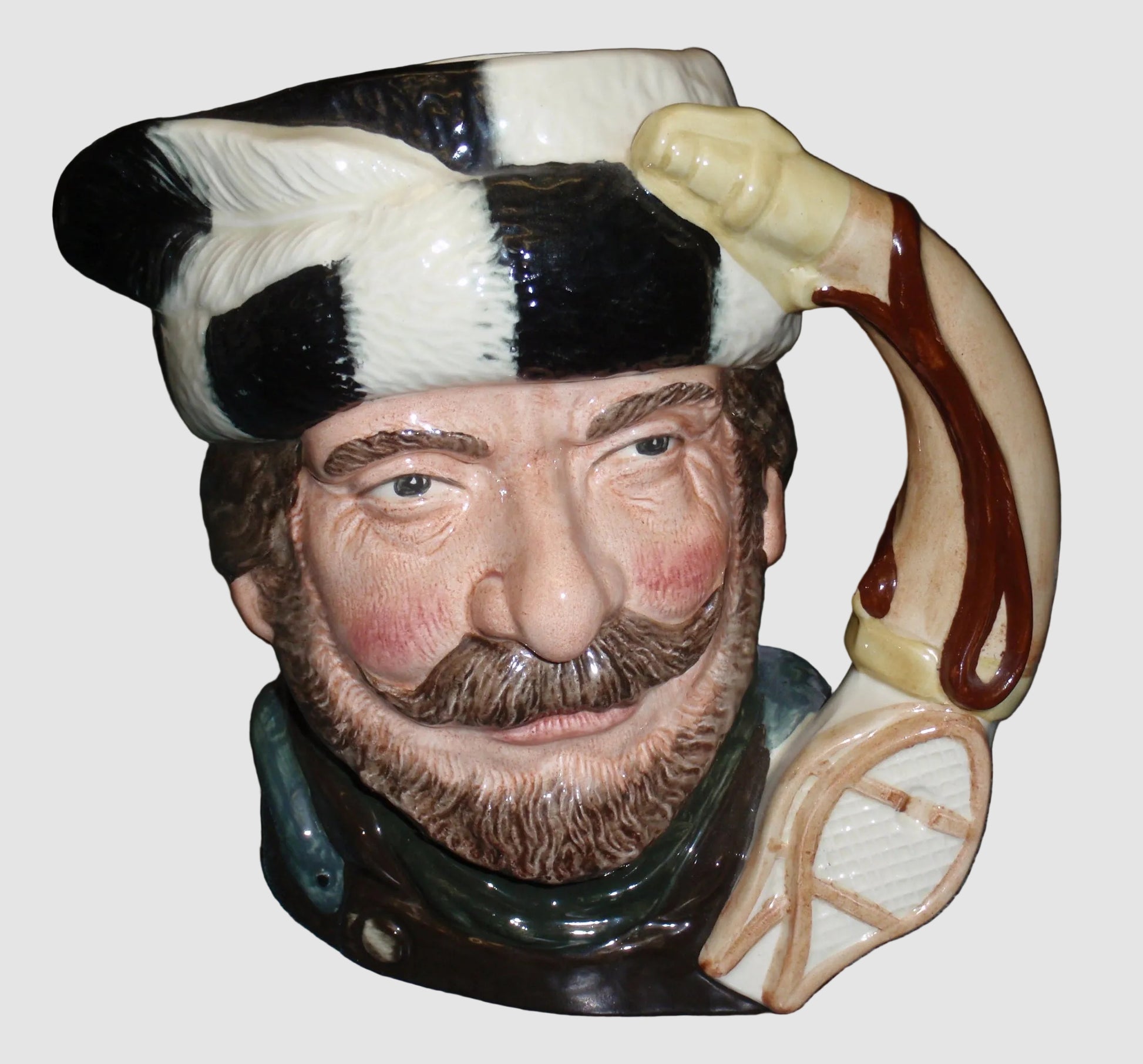 Royal Doulton The Trapper Character Toby Jug D6609 Large Woodsman Snowshoes Hunting Horn Handle David B Biggs Vintage England